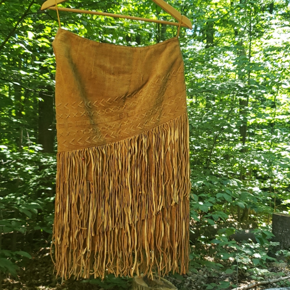 Leather Fringe Skirt